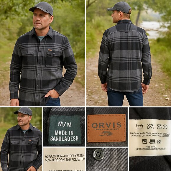 Orvis Classic Collection Flannel Shirt — Black & Gray Plaid, Timeless - Picture 3 of 14
